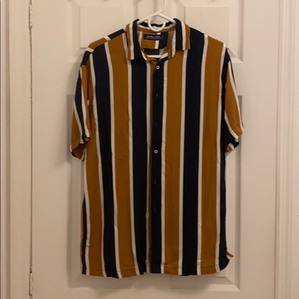 Zara Summer Shirt - Yellow, Blue and White Stripes